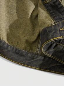 ROMWE Grunge Punk 女士休闲蜘蛛印花洗水做旧牛仔夹克，春秋 - 灰色 - 查看 5