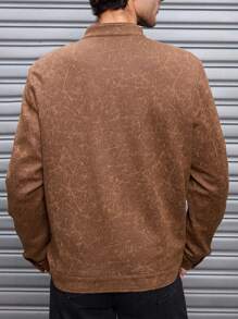 Manfinity VCAY Men's Woven Slim-Fit Stand Collar Zip-Up Jacket - Rust Brown - View 2