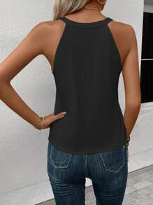 SHEIN LUNE Áo ba lỗ cổ tròn in hình trái tim giản dị dành cho nữ, thích hợp cho mùa hè - màu đen - Xem 2