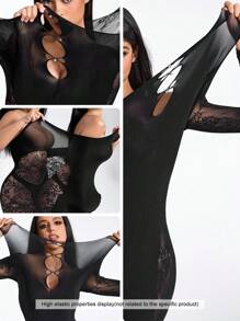 SHEIN SXY Vestido sexy de verano ajustado con transparencias en la parte delantera