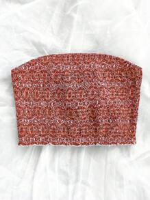 SHEIN Unity 女士露肩露背全印花褶皱休闲舒适上衣 - 紅色 - 查看 6