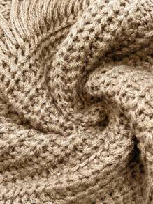 SHEIN CURVE+ 大码拼布设计长袖破洞休闲宽松套头毛衣，适合冬季