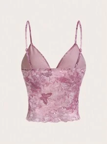 SHEIN ICON Retro Floral Print Camisole Tank Top, Summer - Pink - View 2