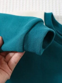 Cozy Pixies 2pcs Baby Boy Colorblock Raglan Sleeve Pullover Sweatshirt & Jogger Pants Set - Green - View 5