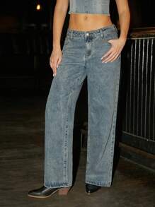 Forever 21 Women's Loose Fit Denim Jeans - Dark Wash - View 5