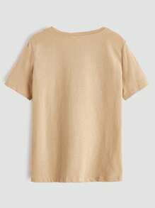 SHEIN Tween Boy 4pcs Solid Short Sleeve Tee - Multicolor - View 6