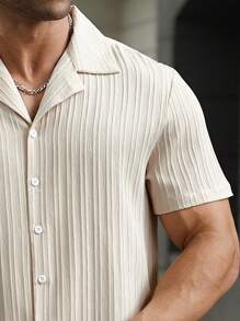 Manfinity Homme 2pcs/Set Plus Size Men Solid Color Shirt Khaki + Khaki Pants - Khaki - View 7