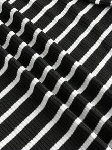 Flirla Striped Plus Size Adjustable Strap Jumper Dress