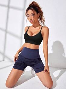 Easithlete 女士纯色无缝工字背心运动背心 - 夏季 - 黑色 - 查看 5