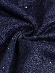 SHEIN Girlism Teen Girl's Navy Blue Elegant Ruffled Draped Neck Mini Dress - Royal Blue - View 3