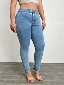 RueChic 97% CottonPlus Front Pocketless Skinny Jean - Light Wash - View 10