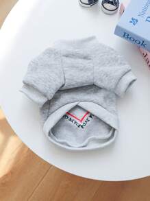 PETSIN 1 件宠物猫/狗休闲套头连帽衫，带心形刺绣，灰色 - 灰色 - 查看 5