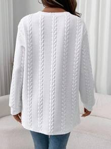 SHEIN LUNE Sudadera informal de estilo callejero casual con textura de trigo blanco para mujeres, otoño