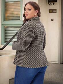 EMERY ROSE Plus Size Nữ Sọc Dài Tay Áo Blazer Công Sở Thường Ngày - Nhiều màu - Xem 3