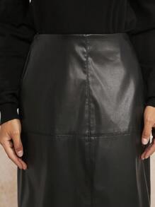 Forever 21 Women's Solid Color PU Leather Loose Skirt - Black - View 8