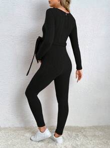 SHEIN Thai sản Màu thuần Áo liền quần - Màu xám đen - Xem 2