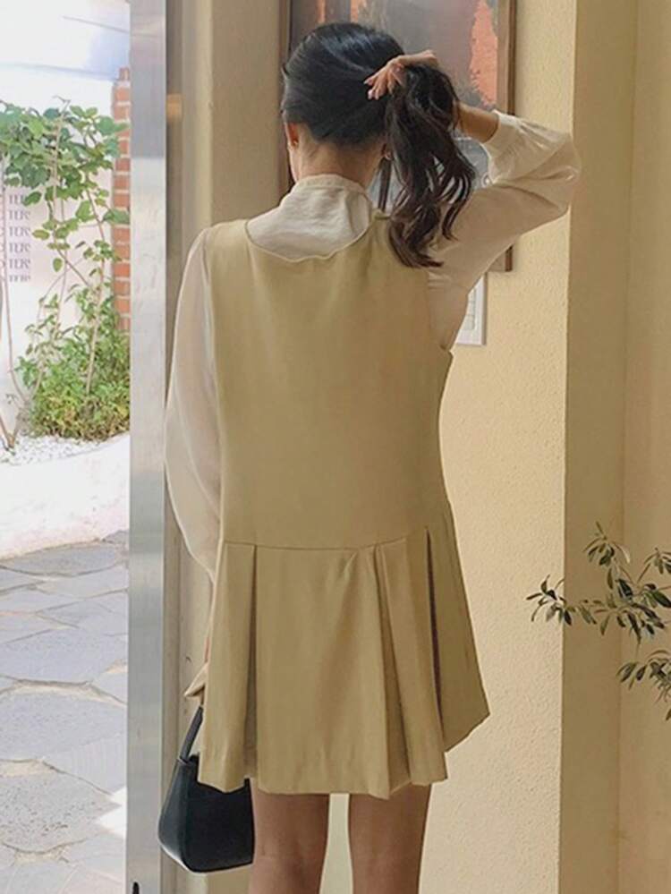 Women Sleeveless Short Dress With Built-In Waistcoat,Mini Dress,Casual Women Dresses