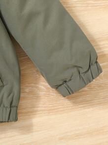 SHEIN Young Boy Casual Comfortable Hooded Thermal Lined Jacket,In Fall/Winter