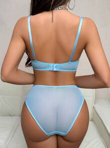 SHEIN Conjunto de lencería sexy con parches de encaje para mujeres