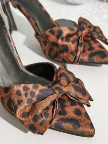 SHUZIA Front Bow On Vamp,Leopard Printed  With Quarter Strap - Multicolor - View 5