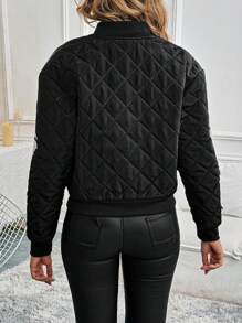 Calvaya Contrast Color Wing Sequin Patchwork Quilted  Long Sleeve Jacket Fall Winter Cloth For Women