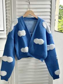 SHEIN Unity 女士拼色运动印花拉链开衫 - 藍色 - 查看 1