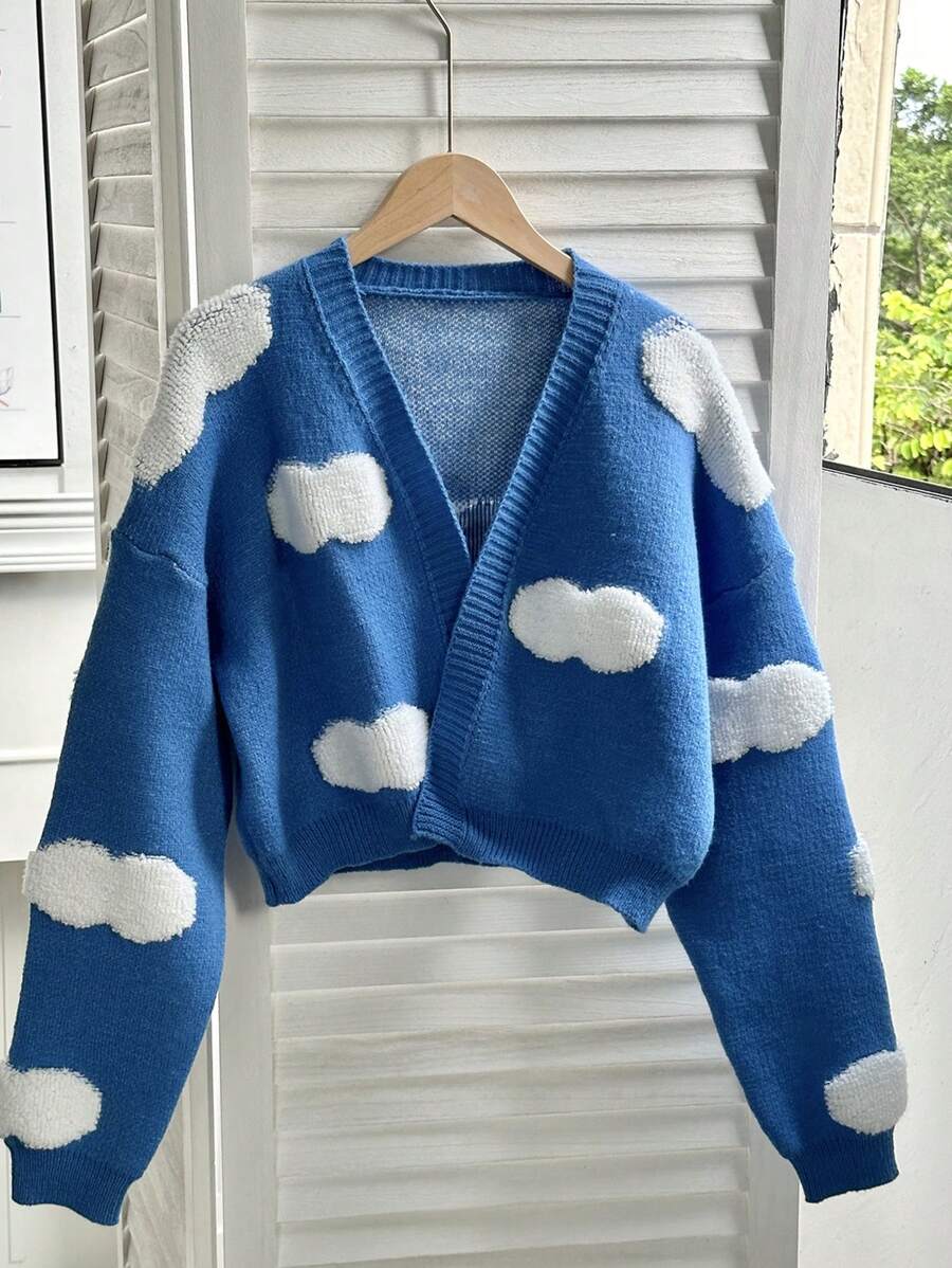 SHEIN Unity 女士拼色运动印花拉链开衫 - 藍色 - 查看 1