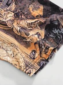 ROMWE MEN Street Life 男士复古图案印花 Polo 衫，适合休闲装，春夏季 - 彩色 - 查看 4