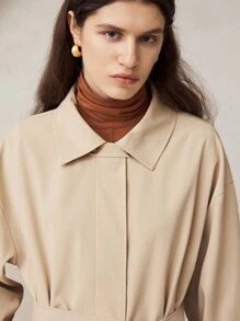 BizChic 女士休闲通勤缺口领风衣 - 卡其色 - 查看 5