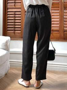 DAZY Quần âu ống côn kẻ sọc công sở thoải mái cho nữ mùa thu/đông - màu đen - Xem 5