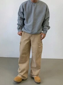 DAZY Men's Casual Straight Leg Loose Fit Multi-Pocket Denim Jeans - Khaki - View 7