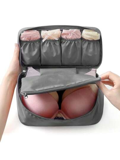 1pc 9.4inch Portable Toiletry Travel Bag, Divided Storage Bag For Underwear, Convenient And Practical, Can Be Used To Classify Clothes And Personal Items, Travel Storage,Solid Waterproof Underwear & Diapers Luggage Organizer For Travel Christmas For Holiday Gift Giving,Boho Vibes