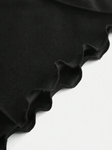 SHEIN Girlism 少女黑色针织拼接休闲喇叭裤