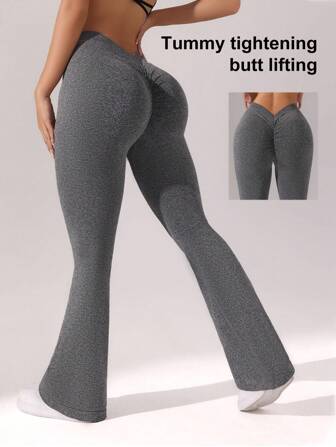 Slayform Ladies' Seamless Ruched Flare Casual Yoga Fitness Workout Pants