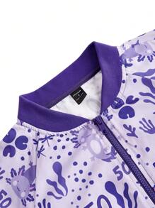 LOURDES VILLAGOMEZ Chaqueta de béisbol con impresión de números, de manga larga, suelta y con pliegues, de estilo informal para mujer artista, ideal para primavera, otoño, vacaciones y salidas