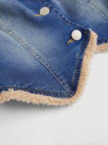 SHEIN MOD Gerüschtes Sherpa-Patchwork-Jeansoberteil im Vintage-Stil für Damen - Verschiedenfarbig - Übersicht 4