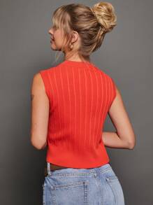 WESTFADE Rib Knit Casual Sweater Vest