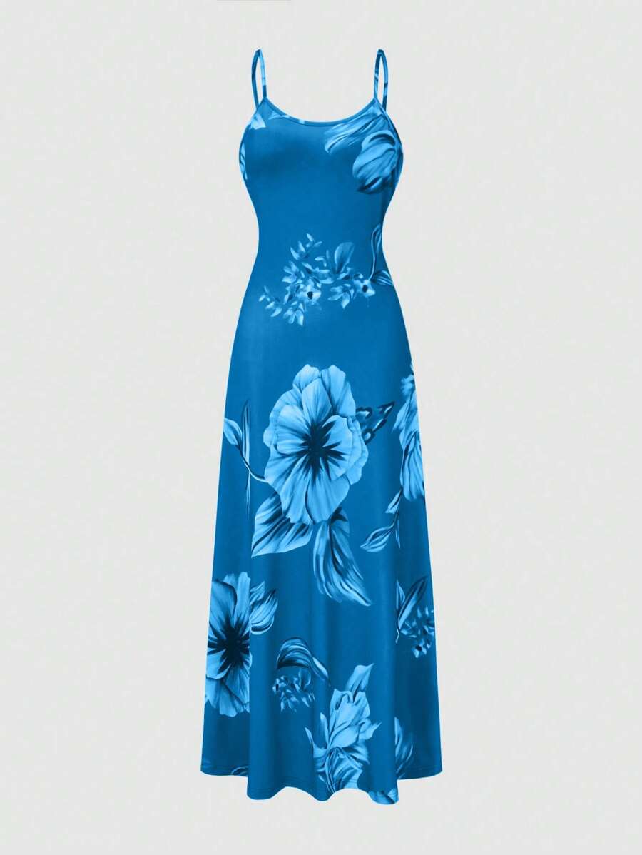 EMERY ROSE Robe longue à fines bretelles simple à imprimé floral pour femmes, tenue quotidienne