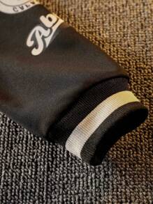 SHEIN Men's Casual Cool Letter Print Drop Shoulder Varsity Jacket, Spring & Fall - Multicolor - View 5