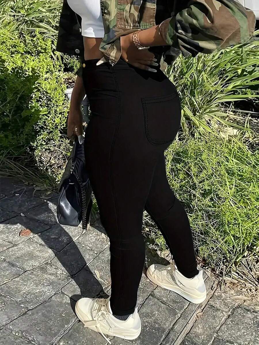 All-Match Black Slim Fit Jeans For Everyday Wear - Black - View 1