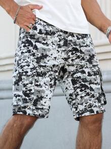 Manfinity LEGND 男士简约日常印花牛仔短裤、牛仔短裤 - 彩色 - 查看 8