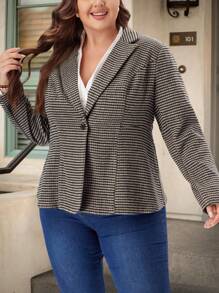 EMERY ROSE Plus Size Nữ Sọc Dài Tay Áo Blazer Công Sở Thường Ngày - Nhiều màu - Xem 5