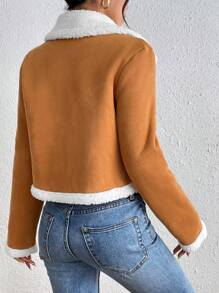 Chiquease Chaqueta casual de diario con contraste de color, cuello de solapa y manga larga para mujer