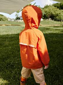 SHEIN Young Boy Simple Letter Graphic Zipper Hooded Jacket, Fall Clothes - Multicolor - View 2