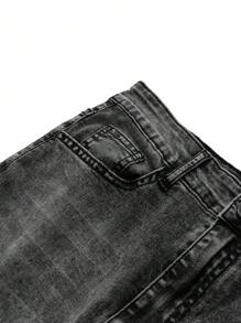 Teen Boy New Distressed Washed Denim Jeans - Dark Grey - View 7