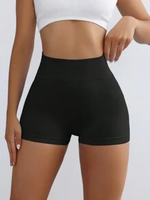 Gameset SHEIN Sport 女士高腰字母印花日常健身短裤女士运动短裤、健身短裤、骑行短裤