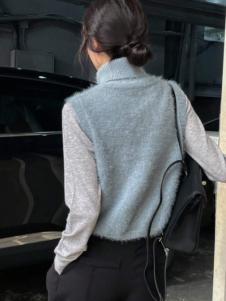 Women's Knitted Tops For The Elderly, Warm And Loose Fleece Vest,Fall Women Clothes Turtleneck Women Women Sweater,Winter