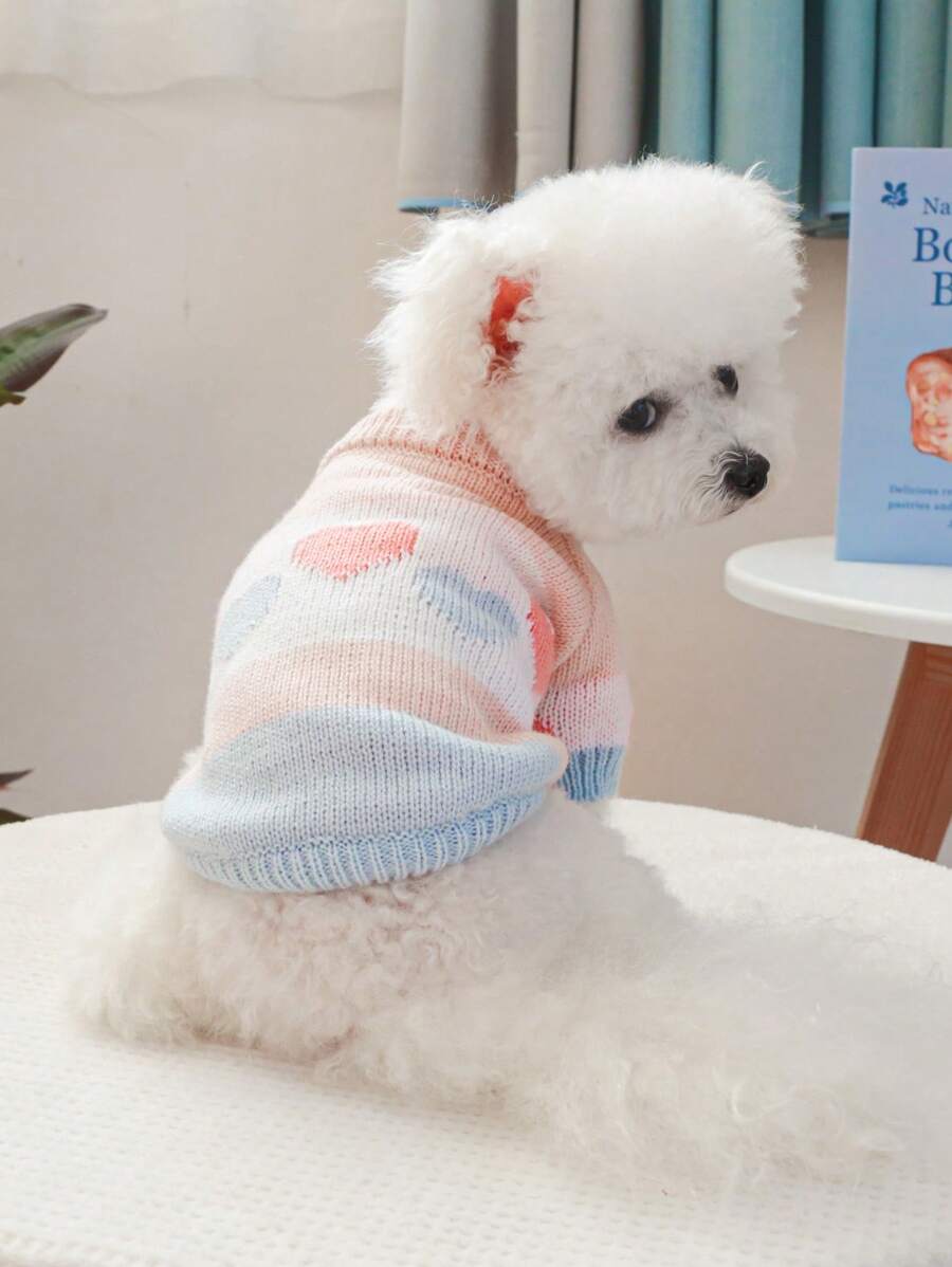 PETSIN 1 Áo Len Cho Thú Cưng, Áo Chui Đầu Màu Họa Tiết Trái Tim Dệt Kim Mềm Mại, Quần Áo Cho Chó Cho Mùa Thu/Đông - Nhiều màu - Xem 1