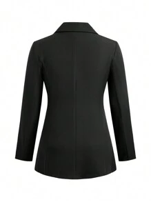 Calvaya Chaqueta elegante de oficina de un solo botón de manga larga con solapa entallada de unicolor para mujer de talla grande, primavera y otoño