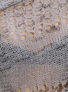 GENKIRA Áo len mohair dáng rộng, cổ bẻ, thiết kế lưới, thời trang và tinh tế, thích hợp cho mùa thu đông. - Xám - Xem 8